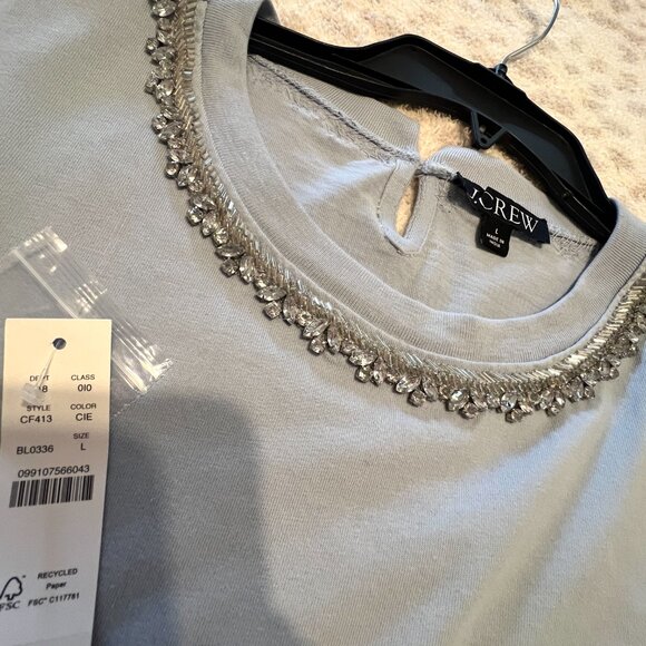J CREW Heavy jersey T-shirt with rhinestones SIZE L WOMEN'S - Picture 7 of 15
